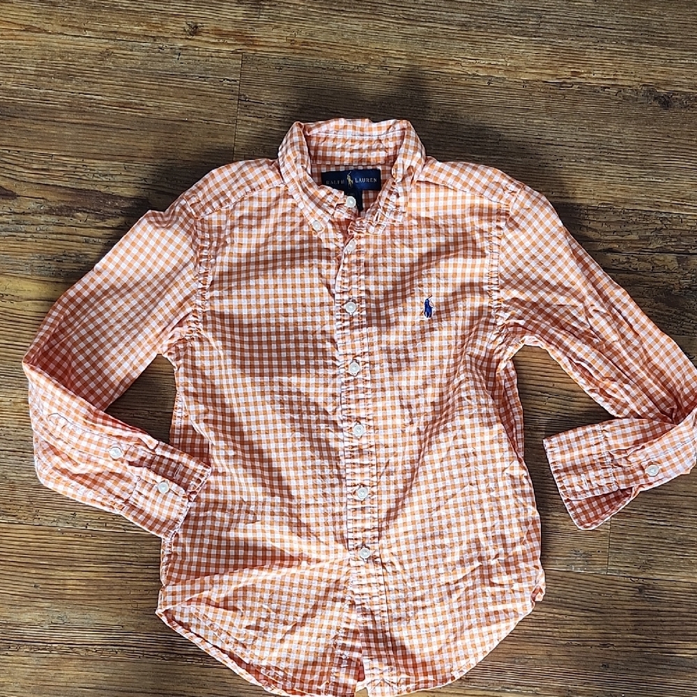 Polo by Ralph Lauren Men's Orange Gingham Shirt